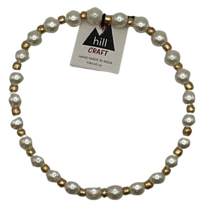 Hovedbilde Armbånd gul og hvite perler